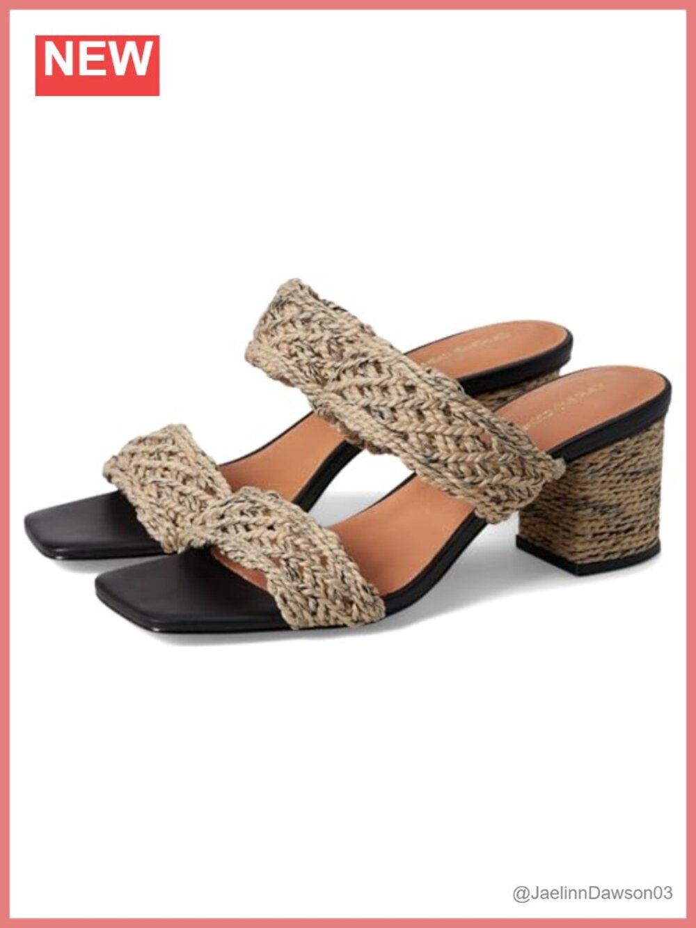 Andre Assous Women Linen Block Heel Slingback Sandals Slip On Cushioned